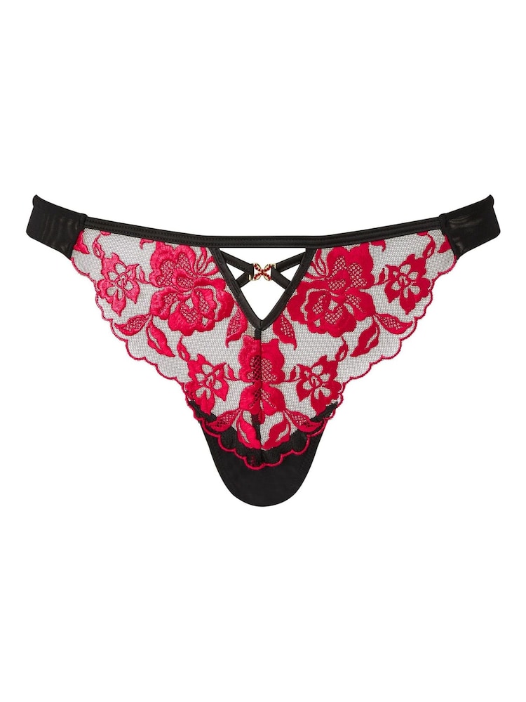 Ann Summers Black Thong Endless Attraction Foiled Embroidered Knickers - Image 5 of 5