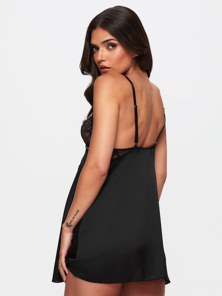 Ann Summers Black Bridgette Satin Lace Chemise - Image 2 of 5 Ann Summers Black Bridgette Satin Lace Chemise - Image 2 of 5