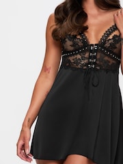 Ann Summers Black Bridgette Satin Lace Chemise - Image 3 of 5