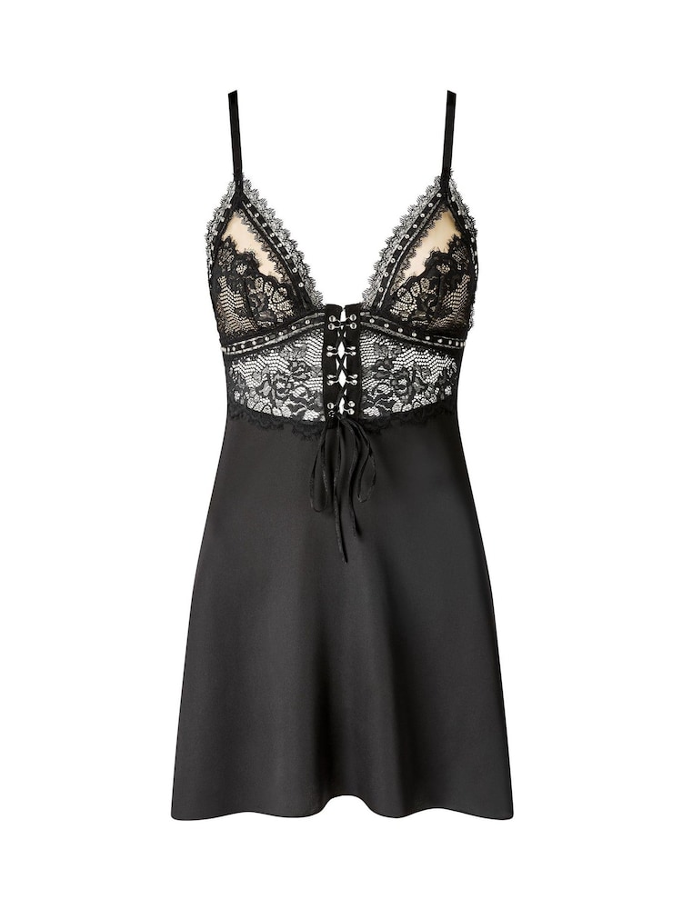 Ann Summers Black Bridgette Satin Lace Chemise - Image 5 of 5 Ann Summers Black Bridgette Satin Lace Chemise - Image 5 of 5