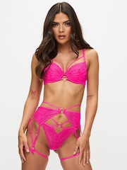 Ann Summers Pink Bright Compelling Floral Embroidery Padded Plunge Bra - Image 1 of 5
