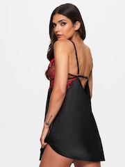 Ann Summers Black/Red Endless Attraction Satin and Embroidered Mesh Chemise Nightie - Image 2 of 5