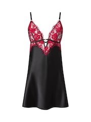 Ann Summers Black/Red Endless Attraction Satin and Embroidered Mesh Chemise Nightie - Image 5 of 5