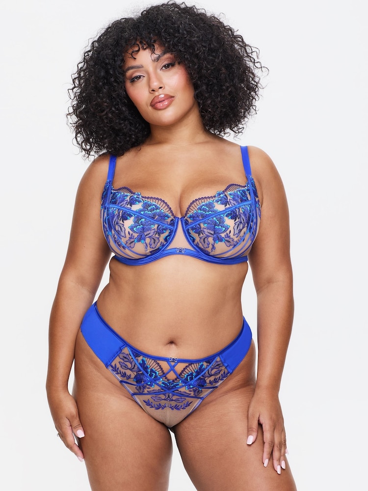 Ann Summers Blue Cobalt Faithful Fuller Bust Non Pad Balcony Bra - Image 1 of 5 Ann Summers Blue Cobalt Faithful Fuller Bust Non Pad Balcony Bra - Image 1 of 5