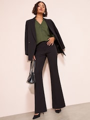 Friends Like These Olive Green Long Sleeve V-Neck Button Front Blouse - Image 2 of 4