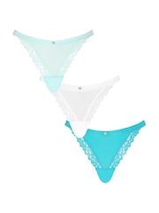 KBX Pink Light Blue/White/Teal Mixed Brazilian Knickers 3 Pack - Image 1 of 7