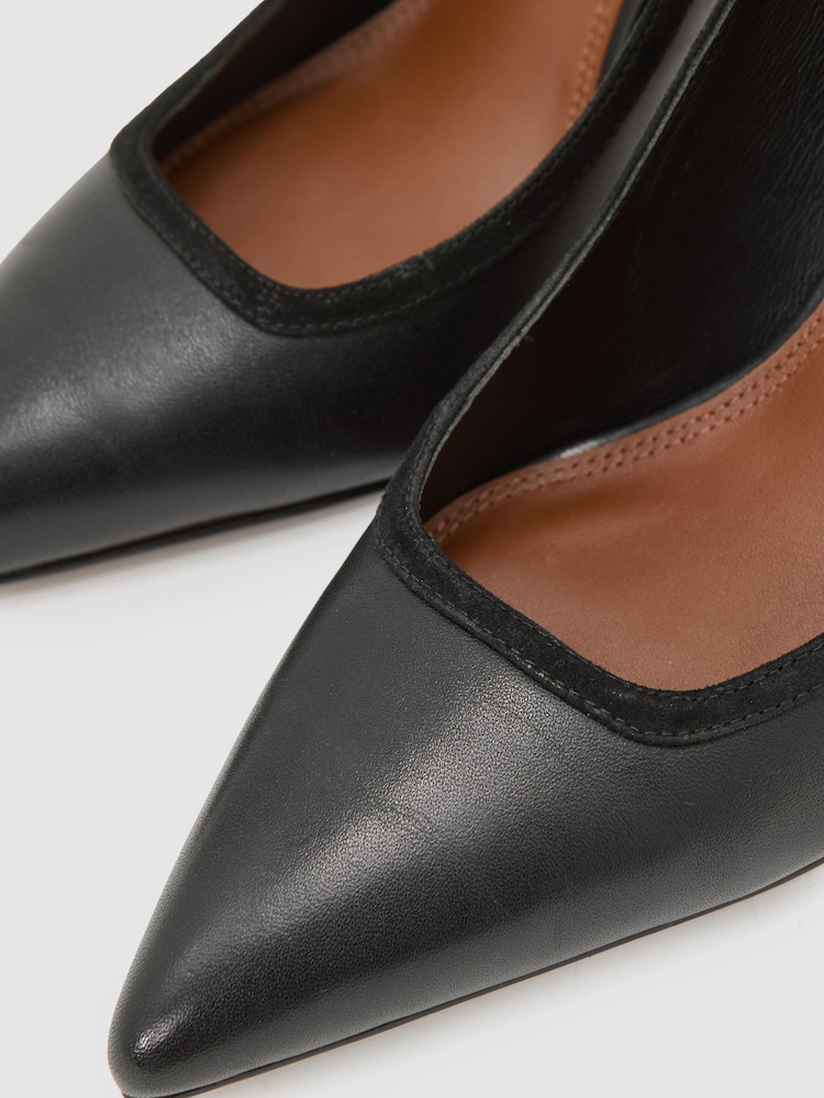 Reiss Black Jemima Leather Tapered-Heel Court Shoes - Image 5 of 5 Reiss Black Jemima Leather Tapered-Heel Court Shoes - Image 5 of 5