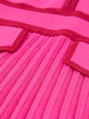 Reiss Bright Pink Anne Pleated Tipped Knit Dress - Image 4 of 4