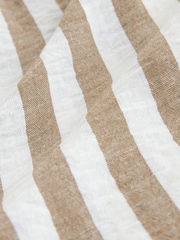 Ecru/Brown Stripe Pull On Wide Leg Trousers with Linen - Image 3 of 3