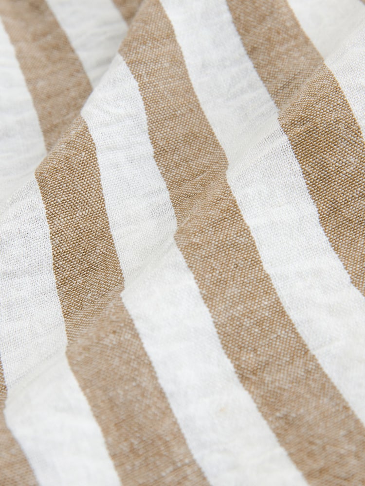 Ecru/Brown Stripe Pull On Wide Leg Trousers with Linen - Image 3 of 3