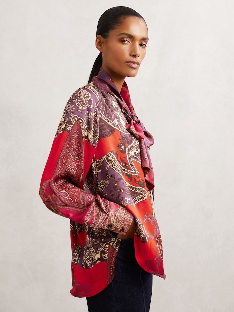 Reiss Red Jade Paisley Print Top - Image 1 of 6