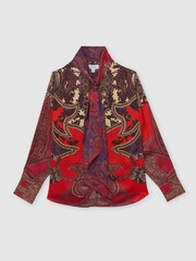 Reiss Red Jade Paisley Print Top - Image 2 of 6