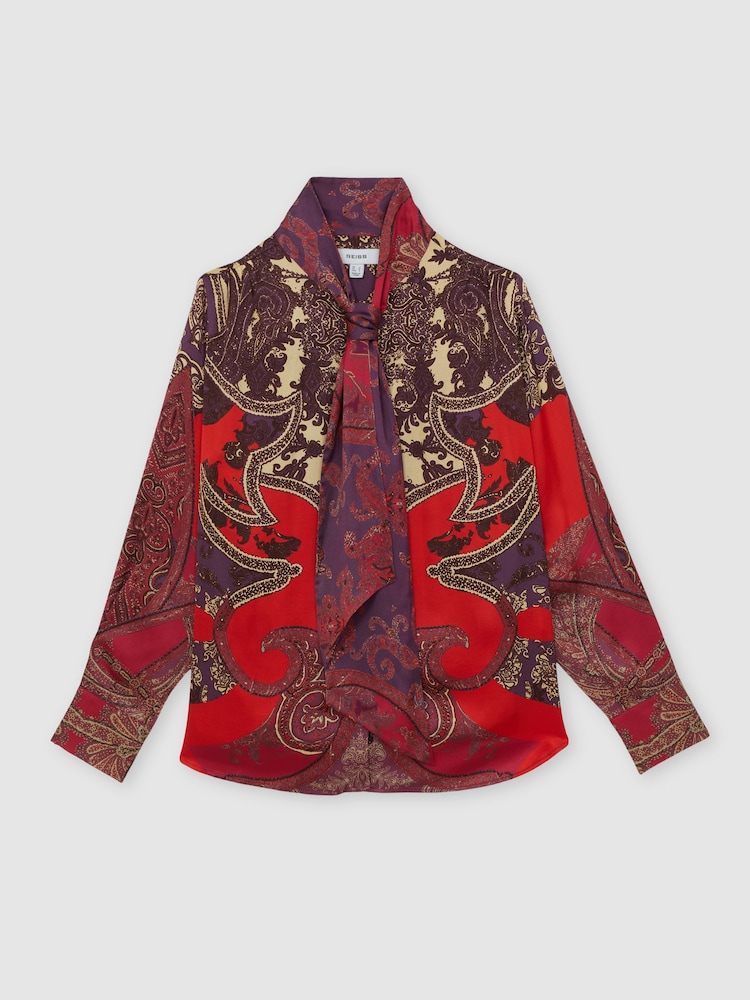 Reiss Red Jade Paisley Print Top - Image 2 of 6 Reiss Red Jade Paisley Print Top - Image 2 of 6