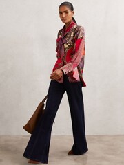 Reiss Red Jade Paisley Print Top - Image 4 of 6