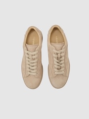 Reiss Taupe Francesca Leather Low-Top Trainers - Image 2 of 4