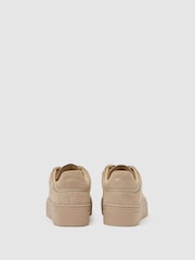Reiss Taupe Francesca Leather Low-Top Trainers - Image 3 of 4