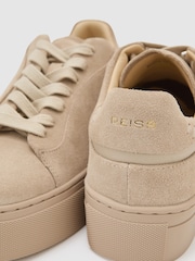 Reiss Taupe Francesca Leather Low-Top Trainers - Image 4 of 4