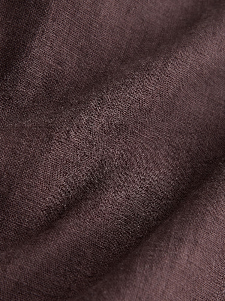 Chocolate Brown Smart Front Linen Blend Wide Leg Trousers - Image 8 of 8