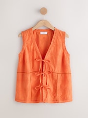 Orange - Gesticktes Palmen-Ärmelloses Oberteil - Bild 5 von 7