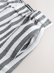 Grey/White Stripe Pull On Wide Leg Trousers with Linen - Image 7 of 8