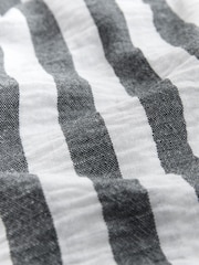 Grey/White Stripe Pull On Wide Leg Trousers with Linen - Image 8 of 8