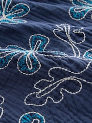 深藍色刺繡花朵 - 短袖翻領裇衫（3-16 歲） - 圖片 7/8