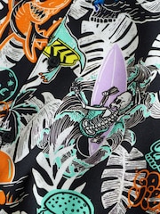 Schwarzer Graffiti-Allover-Print - Kurzarmhemd mit Reverskragen (3–16Jahre) - Bild 4 von 4