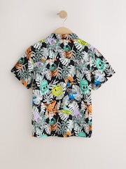 Black Graffiti All Over Print Short Sleeve Revere Collar Shirt (3-16yrs) - Image 5 of 7