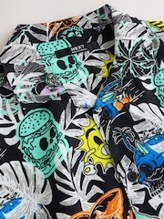 Black Graffiti All Over Print Short Sleeve Revere Collar Shirt (3-16yrs) - Image 6 of 7