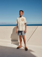 Ecru Embroidery Sun Palm Short Sleeve Palm Embriodered Shirt (3-16yrs) - Image 2 of 12