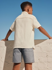 Ecru Embroidery Sun Palm Short Sleeve Palm Embriodered Shirt (3-16yrs) - Image 6 of 12