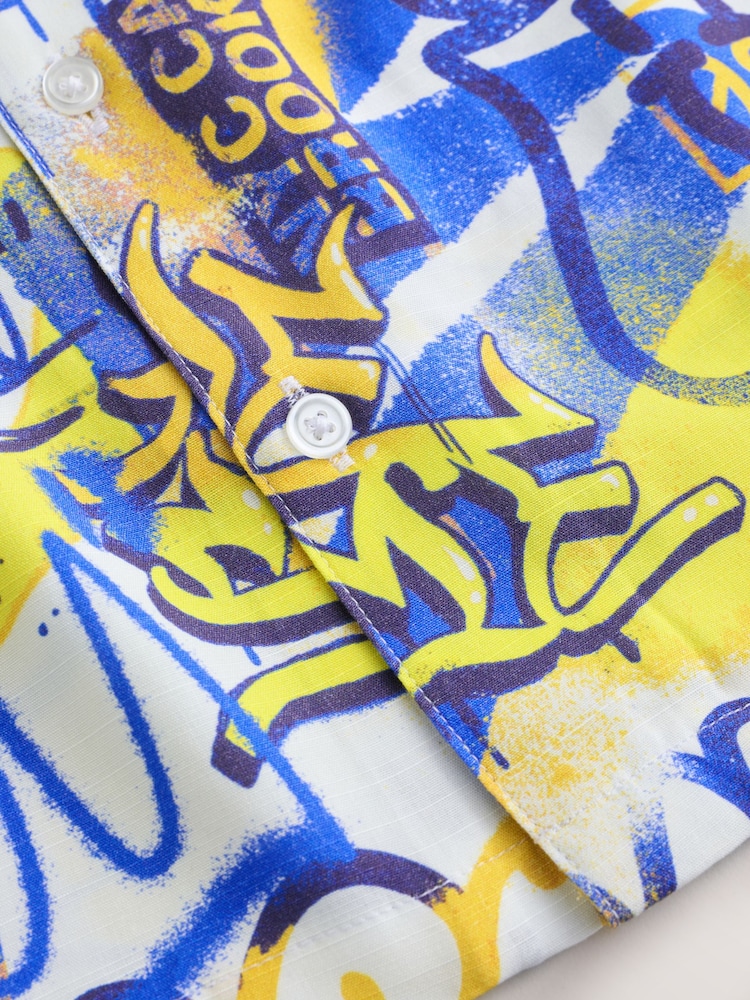 White All Over Print Graffiti Short Sleeve All Over Print Graffiti Shirt (3-16yrs) - Image 9 of 9