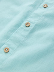 Aqua Blue Short Sleeve Linen Blend Shirt (3-16yrs) - Image 4 of 4