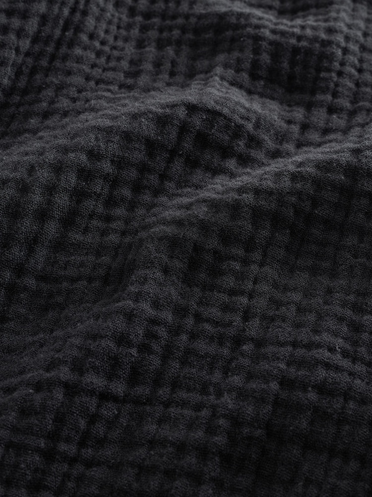 Black Short Sleeve Revere Collar Double Cloth Shirt (3-16yrs) - Image 8 of 8