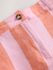 Pink/Orange Stripe Linen Blend Shorts - Image 6 of 7