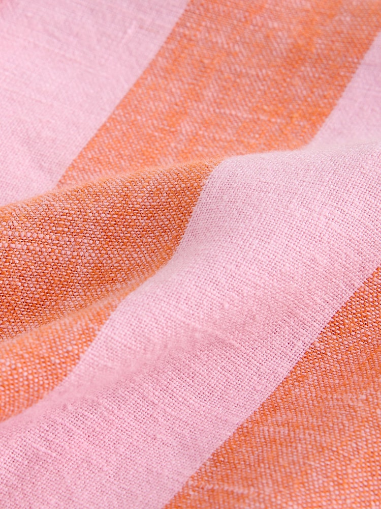 Pink/Orange Stripe Linen Blend Shorts - Image 7 of 7