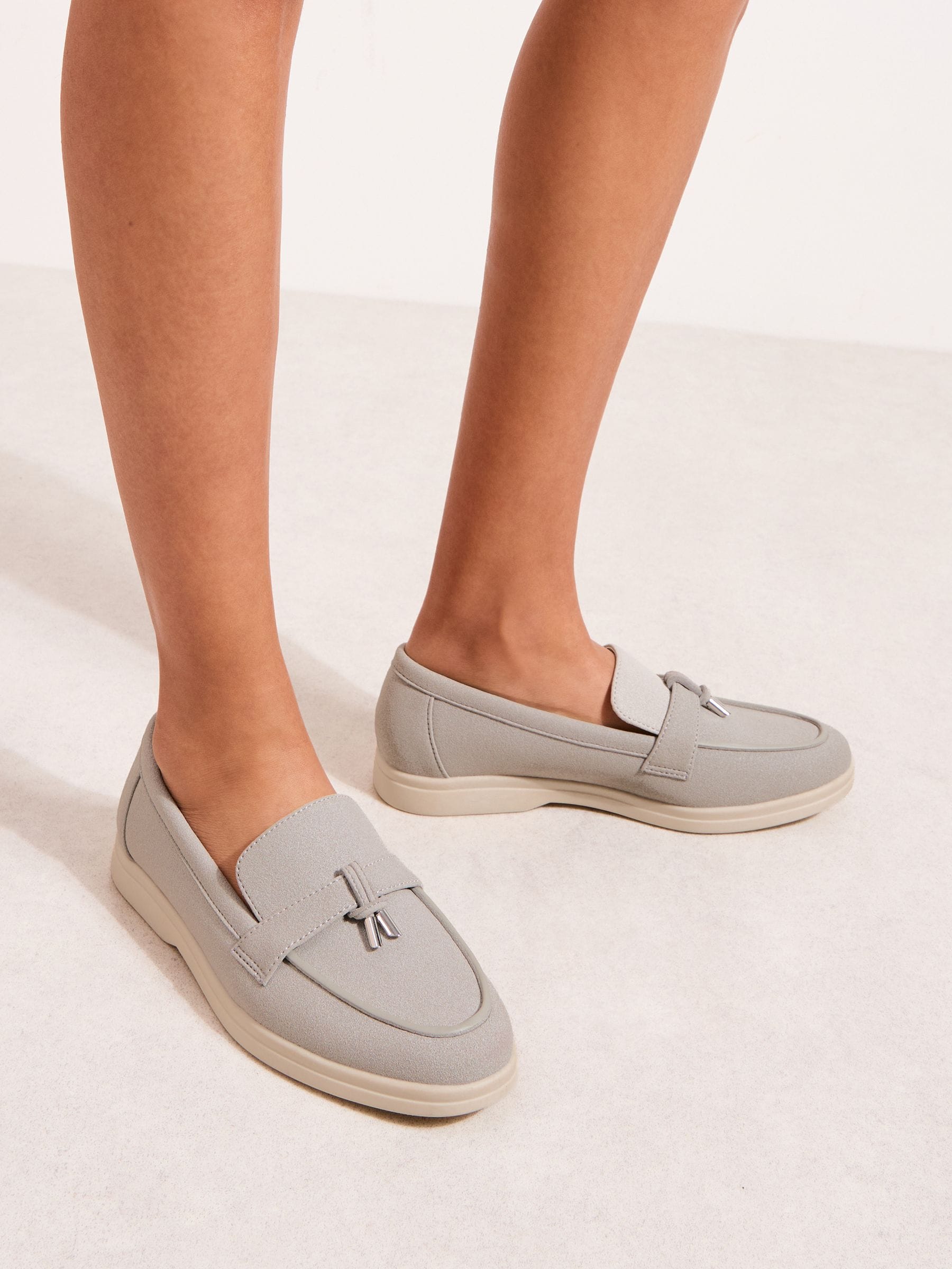 Buy Friends Like These Grey Standard Fit Faux Suede Tassle Trim