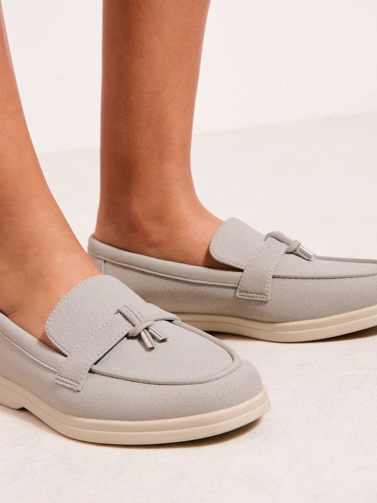 Albastru - Mocasini casual Friends Like These cu ciucuri, din imitație de piele întoarsă, cu talpă albă - Imaginea 4 din 4