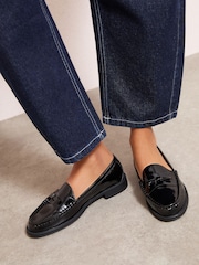 Schwarz - Friends Like These Patent Faux Leather Comfort Bow Smart Loafers - Bild 2 von 4