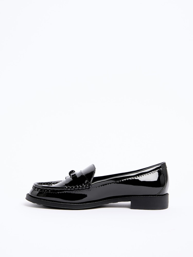 Friends Like These Black Patent Faux Leather Comfort Bow Smart Loafers - Image 5 of 5