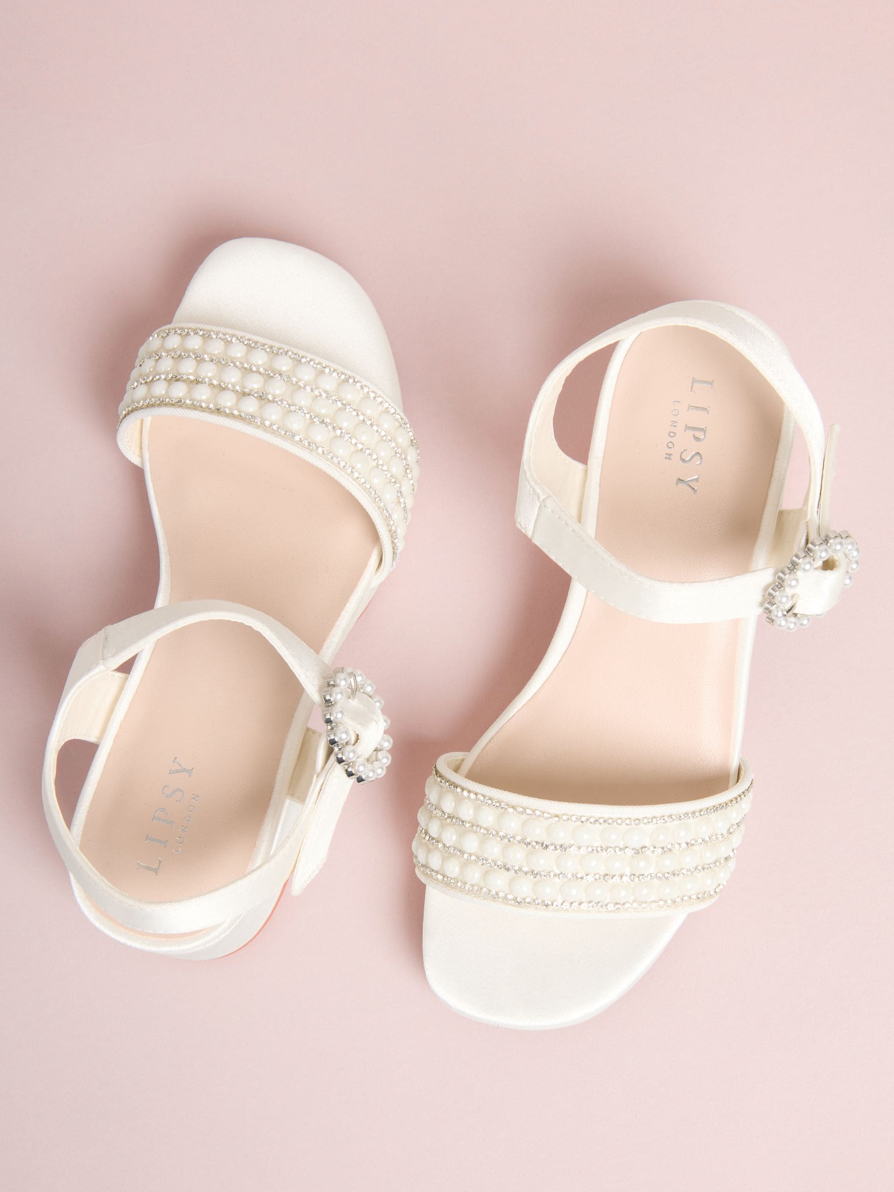 Buy Lipsy White Standard Fit (F) Low Block Heel Platform Pearl
