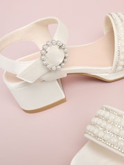 Lipsy Low Block Heel Platform Pearl Occasion Flower Girl Sandals - Bilde 4 av 4