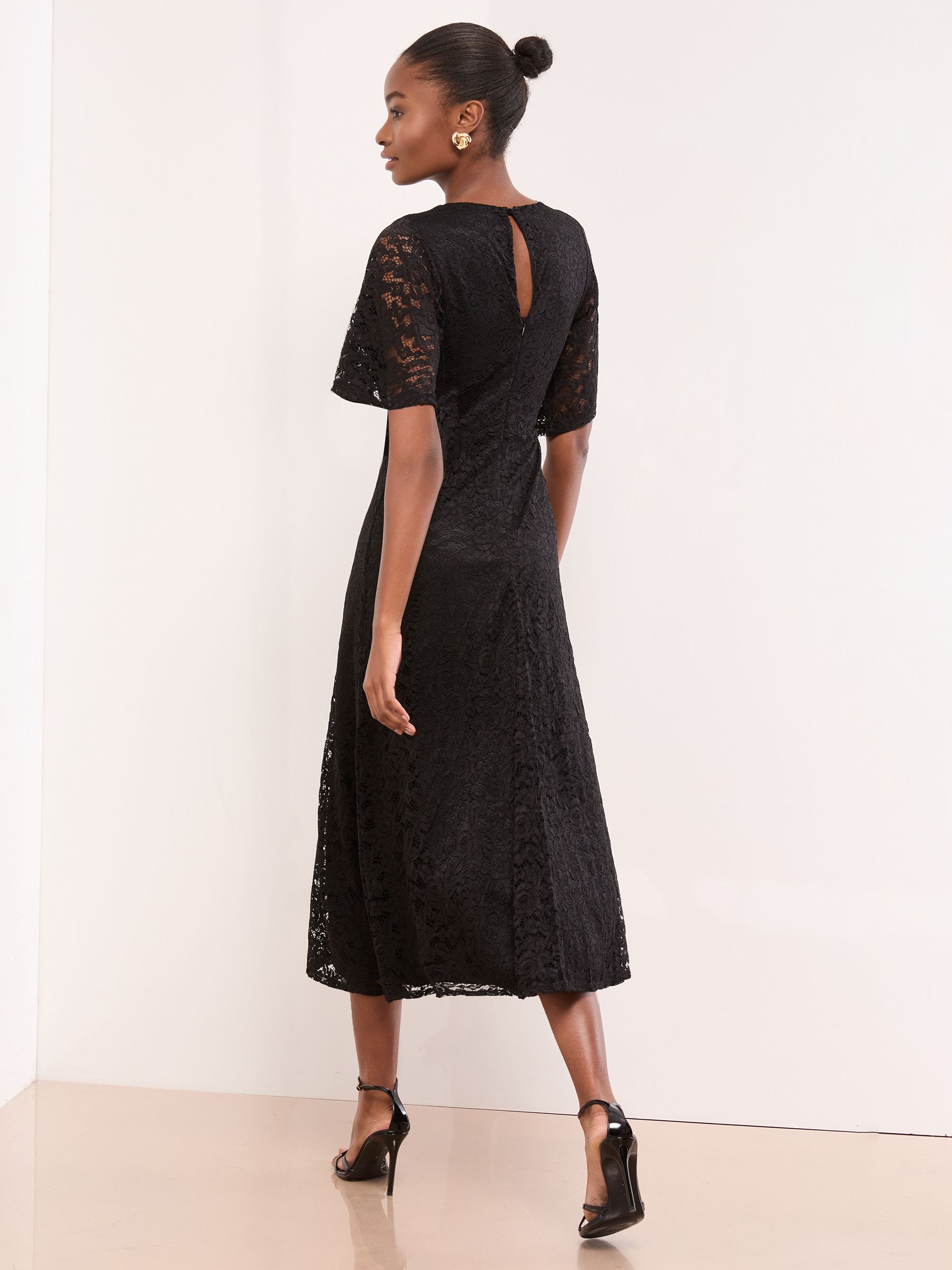 Buy Lipsy Black Short Sleeve Lace Underbust Midi Dress from Next USA