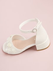 Lipsy White Sequin Corsage Occasion Flower Girl Block Heel Sandals - Image 3 of 4