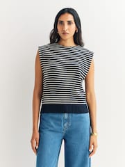 Weekend MaxMara Black Landa Striped Sleeveless Top - Image 1 of 5