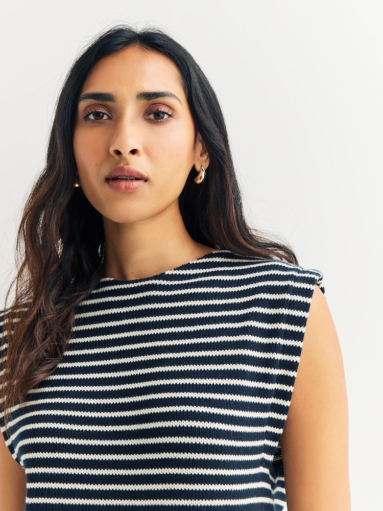 Weekend MaxMara Black Landa Striped Sleeveless Top - Image 5 of 5