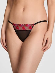 Victoria's Secret Pink Heartbreaker Black Bikini Embroidery Knickers - Image 1 of 3