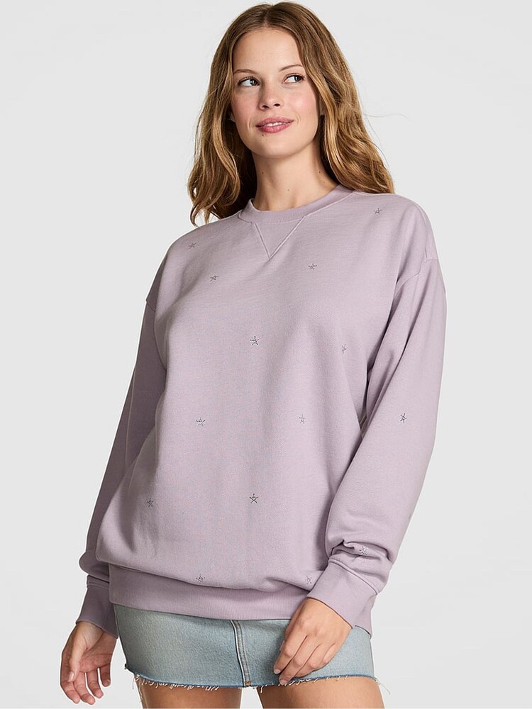 Victoria's Secret PINK Spring Violet Purple Fleece Sweatshirt - Image 1 of 2 Victoria's Secret PINK Spring Violet Purple Fleece Sweatshirt - Image 1 of 2