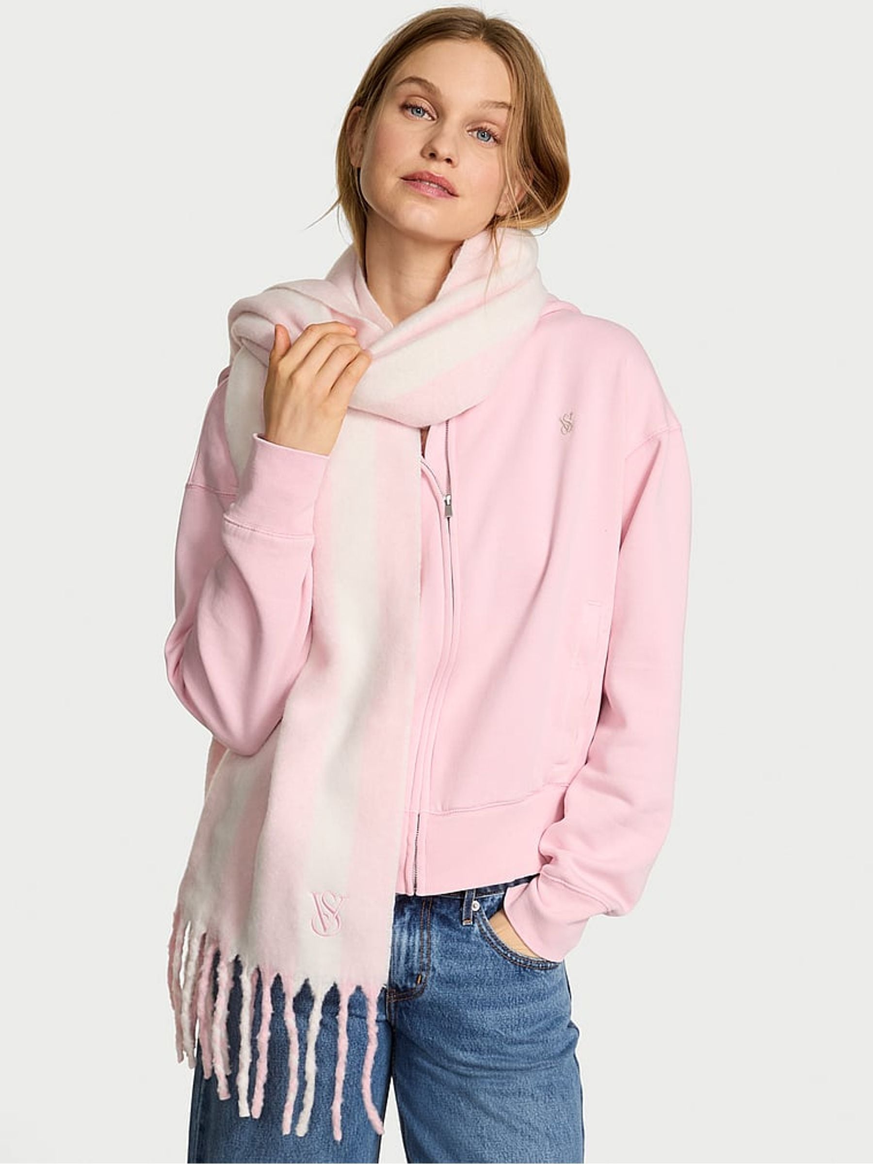 Buy Victoria's Secret Iconic Stripe Pink Cosy Blanket Scarf from