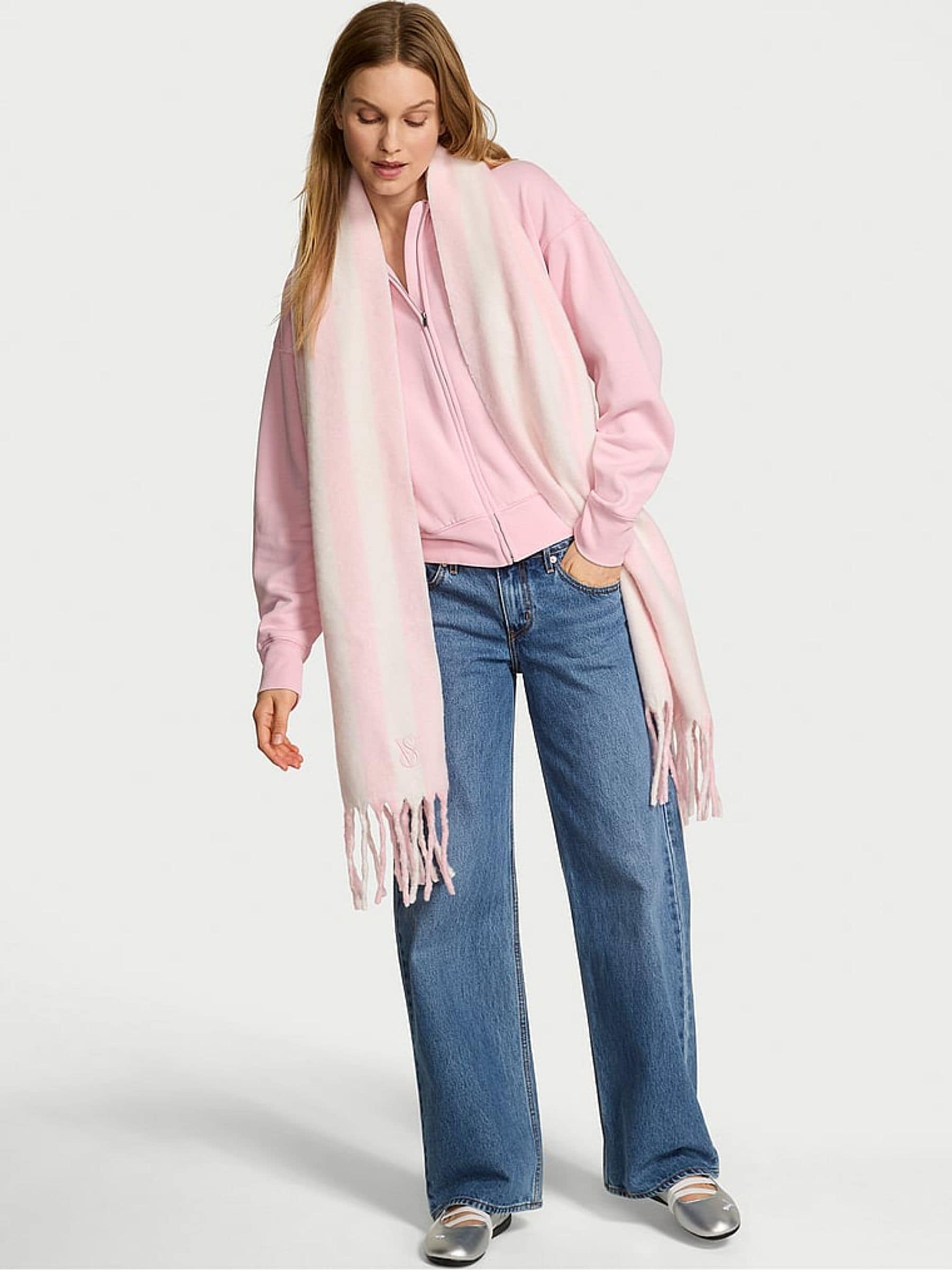 Buy Victoria's Secret Iconic Stripe Pink Cosy Blanket Scarf from